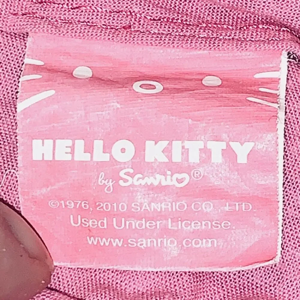 Hello Kitty Cadet Cap Hat Maroon Pink Striped Sanrio Distressed Girls 1976 2010